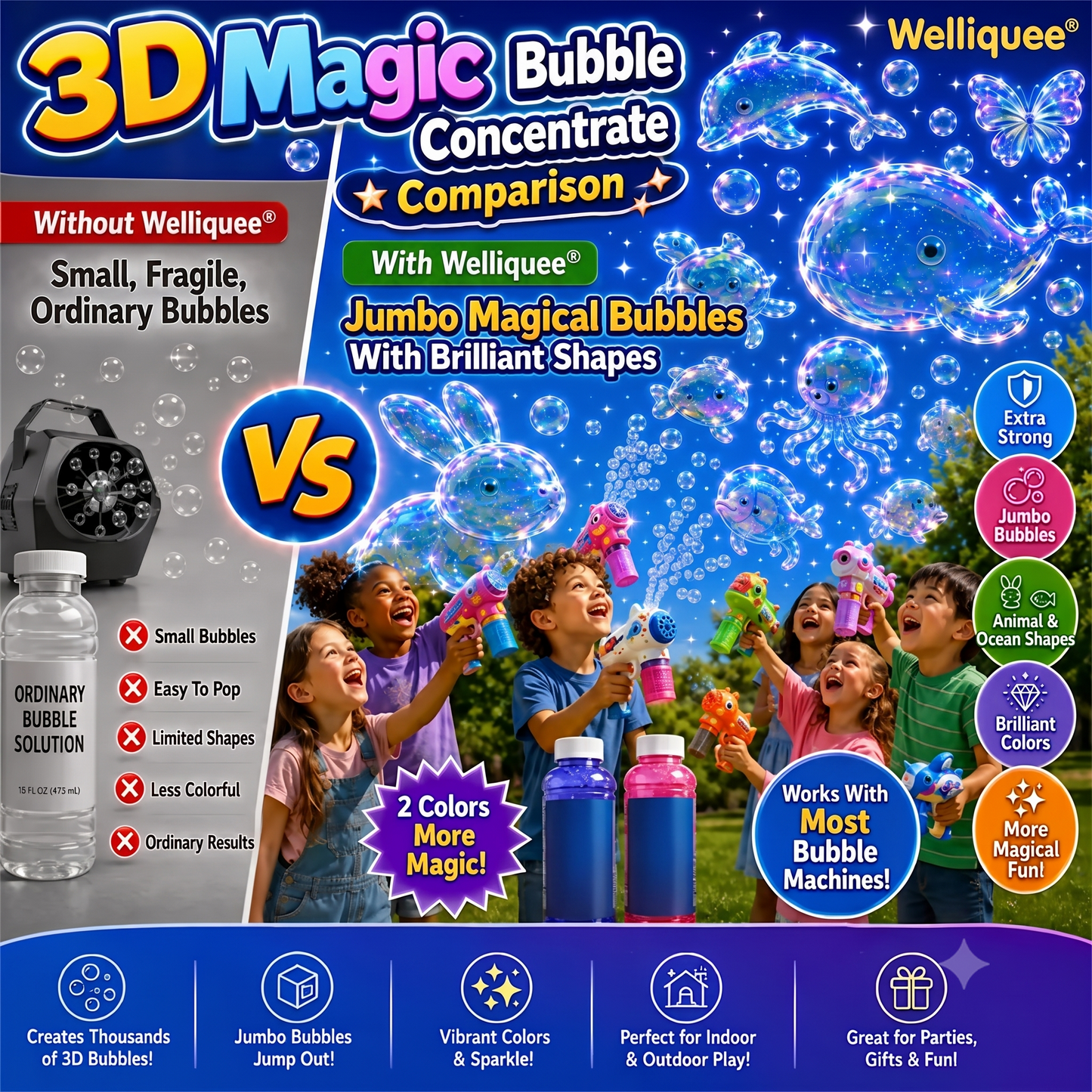 Welliquee® Super 3D Magic Bubble Concentrate —— Animal & Ocean Fantasy Theme