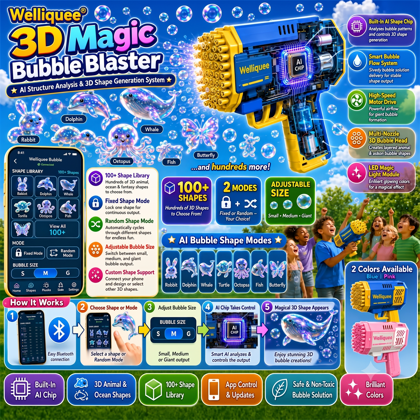 Welliquee® Super 3D Magic Bubble Concentrate —— Animal & Ocean Fantasy Theme